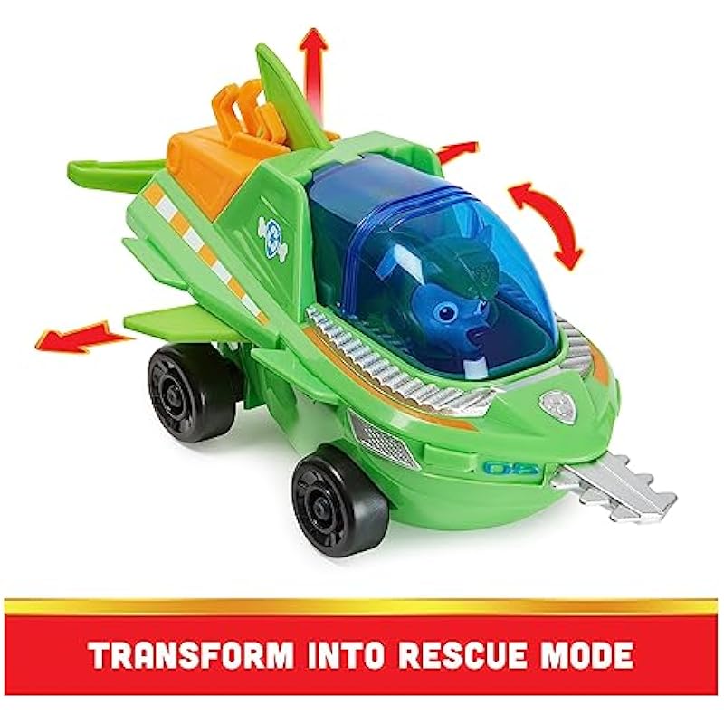 PAW Patrol Aqua Pups Rocky Transforming Sawfish Vehicle with Collectible Action Figure, Kids Toys for Ages 3 and up