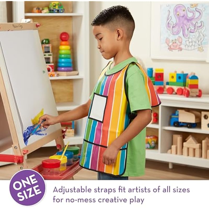 Melissa & Doug Art Essentials Artist Smock – One Size Fits All | Artist Painting Apron With Pockets, Art Smock For Toddlers And Kids