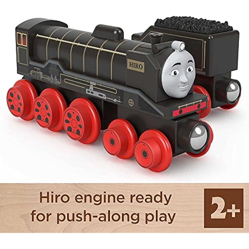 Thomas & Friends Wooden Railway Hiro Toy Train, Push-Along Engine and Coal Car for Kids Ages 2 and Up