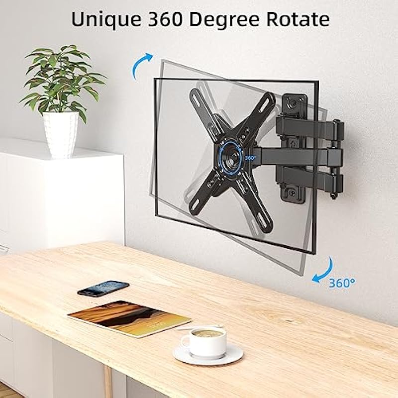 HOME VISION Full Motion TV Wall Mount for 17-42” TVs & Monitors, Unique 360° Ball Joint Rotatable TV Mount with Swivel Tilt Articulating Arms Extension, Max VESA 200x200mm, Up to 45lbs