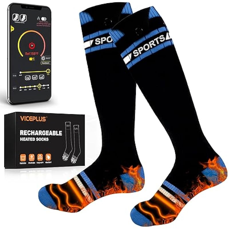 Heated Socks for Men Women Electric Heated Socks 5000mAh Rechargeable Battery Heated Ski Socks APP Control Washable Heated Sox Heating Socks Thermal Socks for Winter Hunting Skiing Outdoor