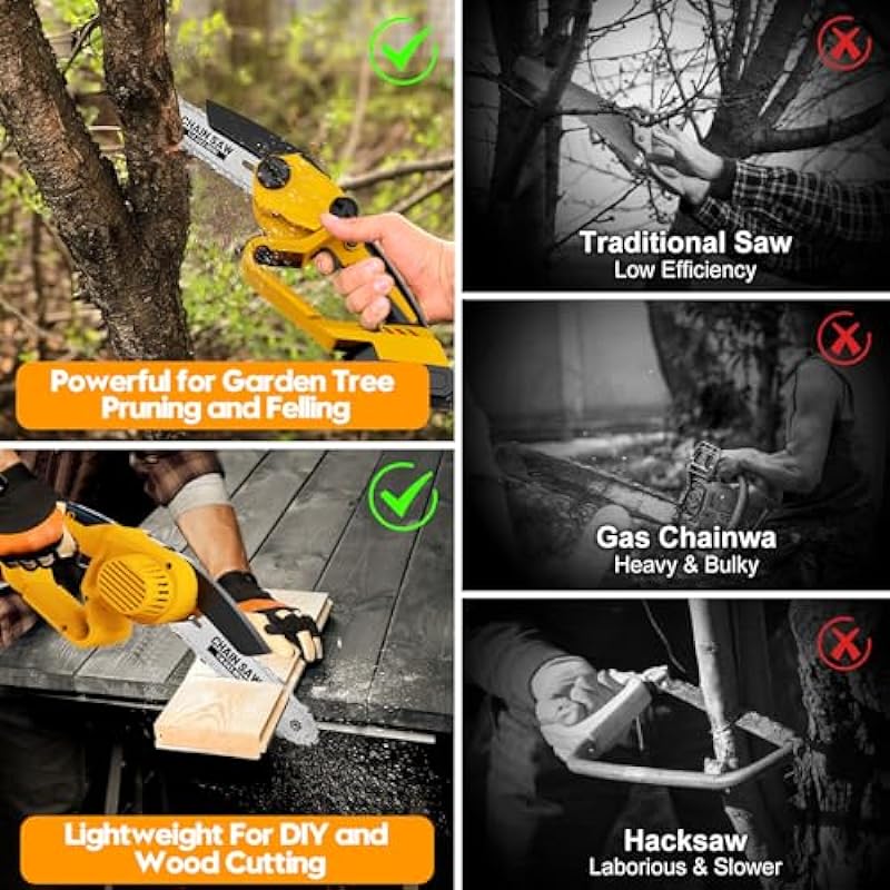 8 Inch Mini Chainsaw for Dewalt 21V MAX Battery,Handheld Mini Chainsaw Cordless, Electric Chainsaw with Security Lock, Portable Chain Saw for Wood Cut Tree Trimming (Battery Not Included)