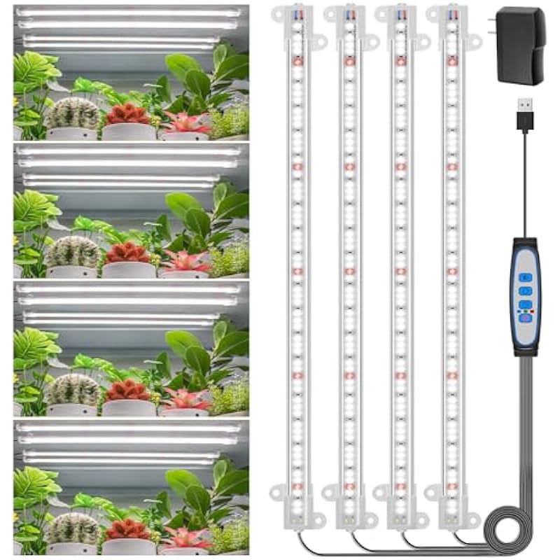Wiaxulay Grow Lights for Indoor Plants Full Spectrum, 6000K Plant Light for Indoor Plants, LED Grow Light Strips with Auto Timer 6/12/16Hrs, 5 Dimmable Levels, 3 Switch Modes for Hydroponics Seedling