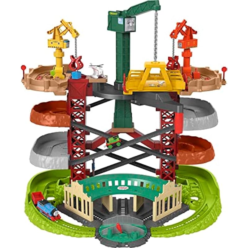 Fisher-Price Thomas & Friends Trains & Cranes Super Tower, motorized train and track set for preschool kids ages 3 years and up