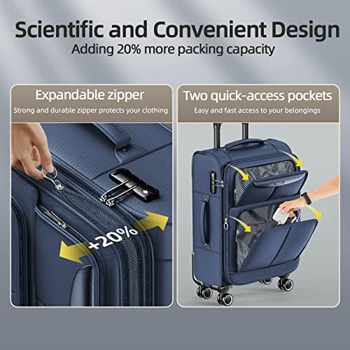 SHOWKOO Luggage Sets 3 Piece Softside Expandable Lightweight & Durable Suitcase Sets Double Spinner Wheels TSA Lock (20in/24in/28in)