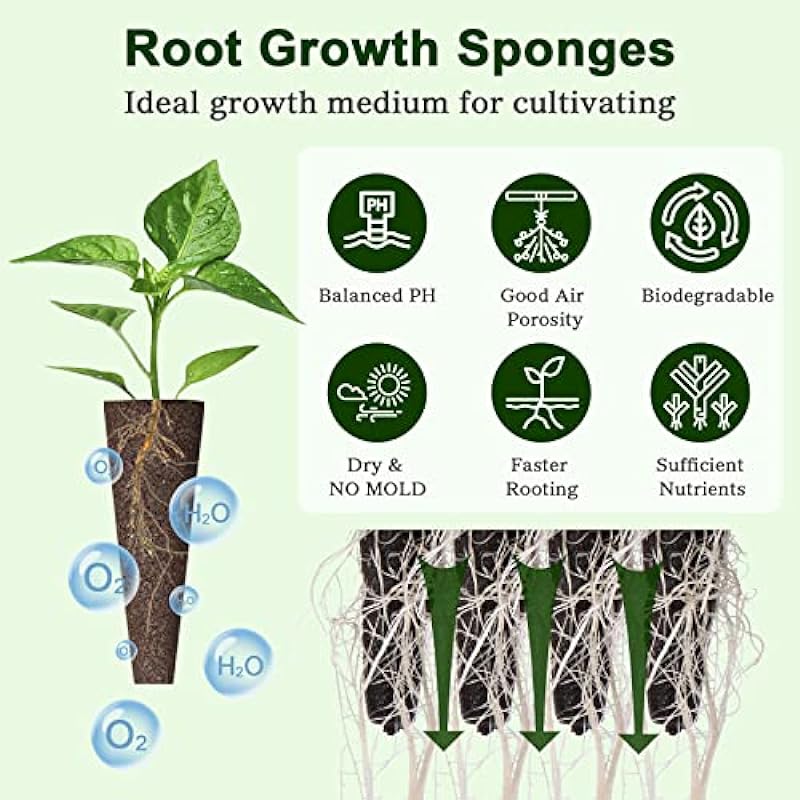 Yoocaa 136pcs Seed Pods Kit for Aerogarden, Hydroponic Grow Anything Kit with 50 Grow Sponges, 12 Grow Baskets, 50 Pod Labels, 24 Domes, Seed Starter Pod Replacement Root Growth Sponges for Idoo, LYKO