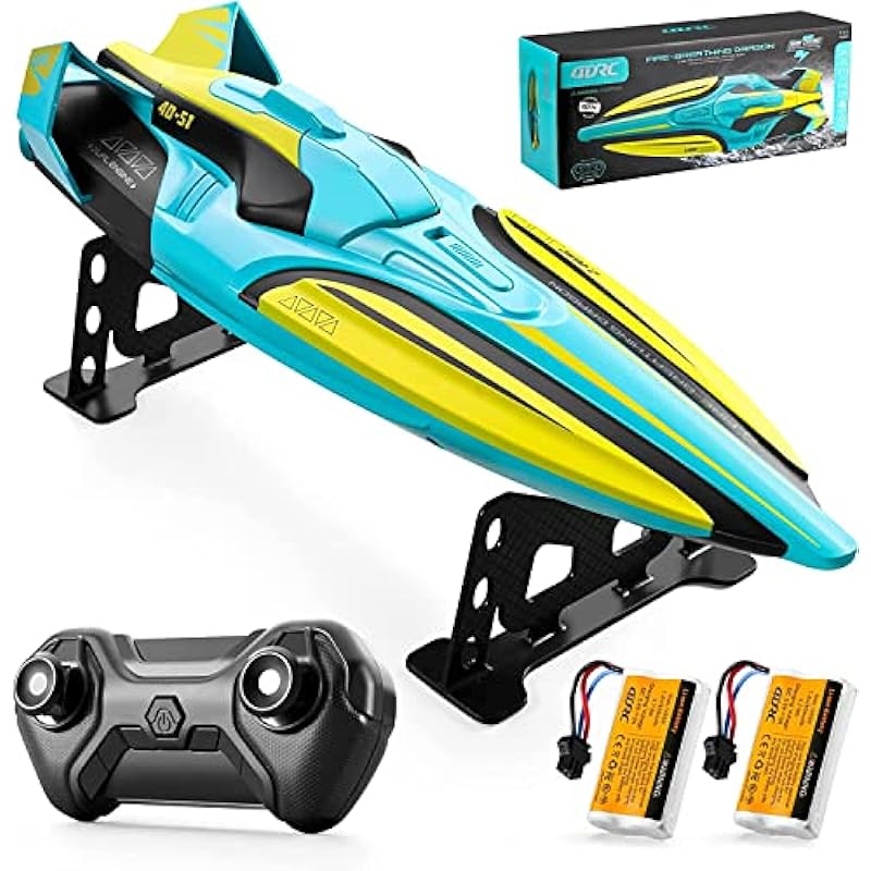 4DRC S1 RC Boat,Remote Control Boat for Kids Adults, 20+ MPH 2.4GHz Racing Boats for Pools and Lakes,4 Channel,Low Battery Alarm,Capsize Recovery,2 Rechargeable Batteries Toys Gifts for Boys Girls