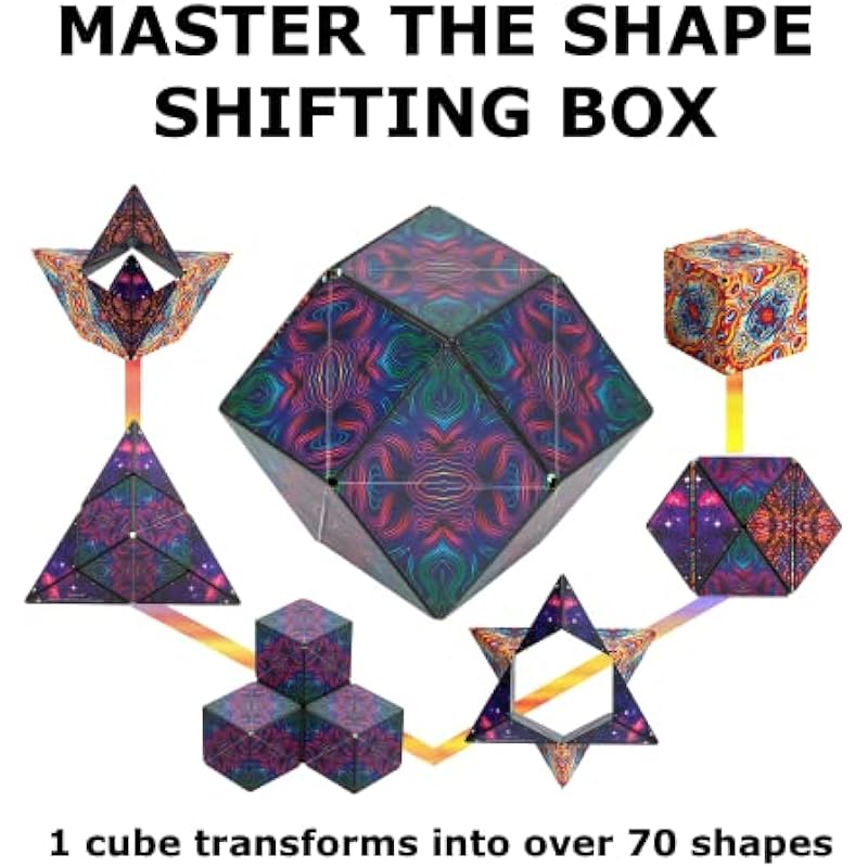 SHASHIBO Shape Shifting Box – Award-Winning, Patented Fidget Box w/ 36 Rare Earth Magnets – Transforms Into Over 70 Shapes, Download Fun in Motion Toys Mobile App (Original Series – Spaced Out)