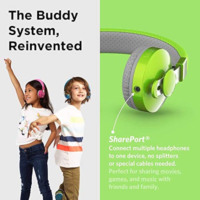 LilGadgets Untangled Pro Wireless Kids Headphones, On-Ear Bluetooth Toddler Headset with Built-in Microphone, Design, No More Tangled Wires, Perfect for Children in School, Green