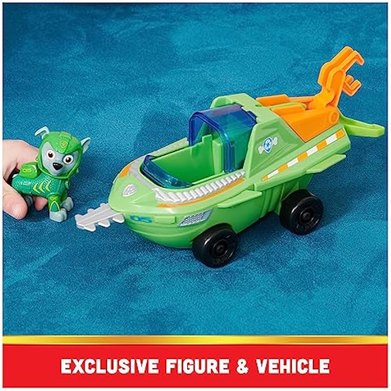 PAW Patrol Aqua Pups Rocky Transforming Sawfish Vehicle with Collectible Action Figure, Kids Toys for Ages 3 and up