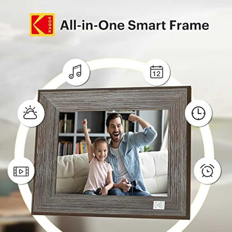 Kodak 8 Inch WiFi Digital Picture Frame, Touch Screen Display with 16GB Storage, Share Video Clips and Photos Instantly via E-Mail or App,Gifts for Families,Friends