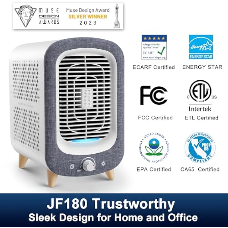 Jafända Air Purifiers For Bedroom,With Aromatherapy,Bladeless Fan,780 ft² Coverage,H13 True HEPA Filter,Small Air Purifier,Air Filter For Home,Pets,Smokers,Allergies,Odor,Best Air Cleaner Filter