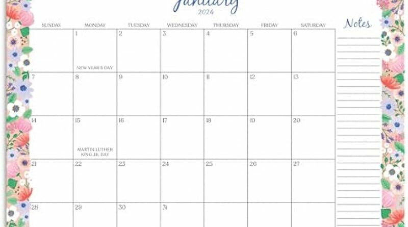 S&O Floral Border 2024 Wall Calendar Runs from Now to December 2024 - Tear-Off Monthly Calendar - Academic Wall Calendar - Hanging Calendar to Track Anniversaries & Appointments - 13.5"x10.5”in