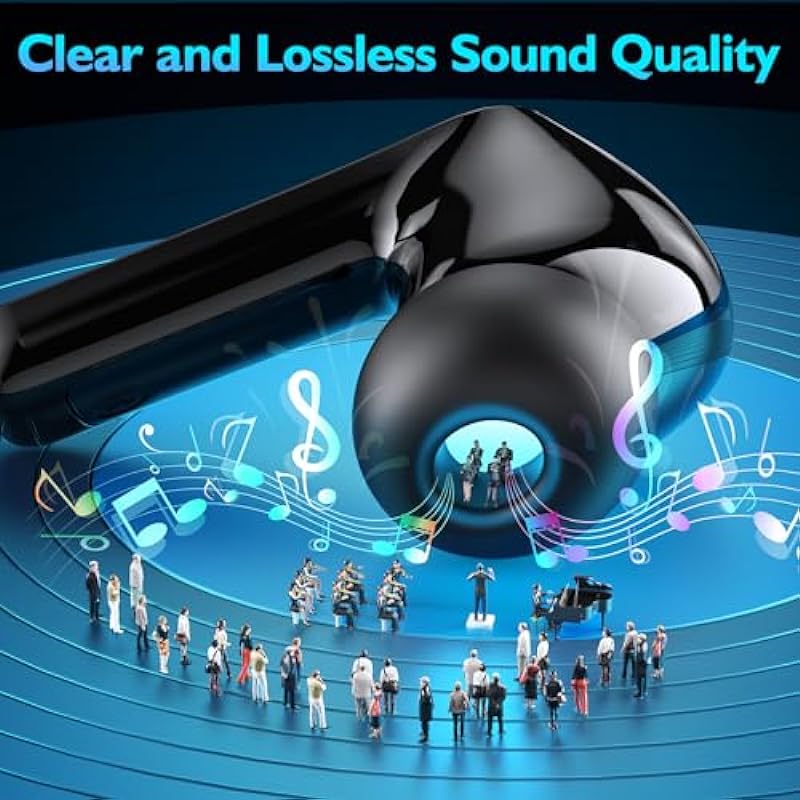 Wireless Earbuds, Eumspo Bluetooth Earbuds Touch Control Ear Buds 5.3 Hi-Fi Stereo 40H Playtime LED Power Display Bluetooth Headphones IPX7 Waterproof in Ear Wireless Headphones with Microphone