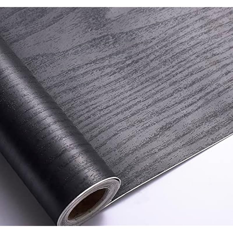 Arthome Black Wood Contact Paper Peel and Stick Self-Adhesive Wallpaper,Decorative Vinyl Film for Countertop Cabinets Furniture Surface and Wall Covering,Easy to Clean Removable 11.8×100”