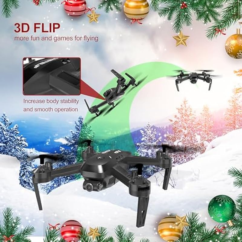 FERIETELF T6 Drone with Camera for Adults, 1080P HD Non-Folding Drone, FPV RC Drone with 30mins Flight/Live Video/ 3D Flip/App Control/One Key Take Off/Landing for Kids Beginners