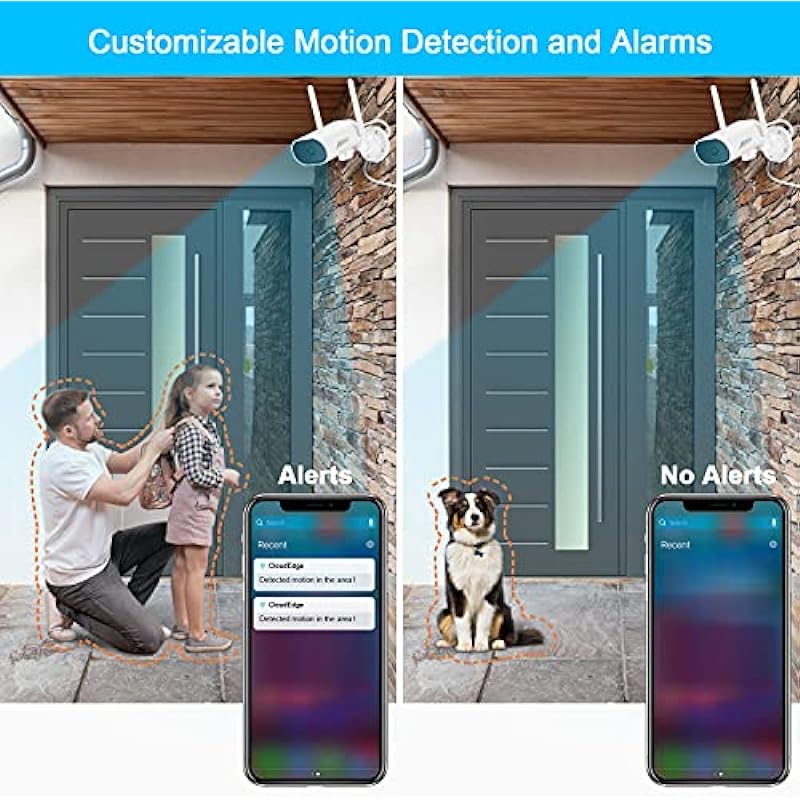 ANRAN Security Camera Outdoor with Pan Rotation 180° Feature, 1080P WiFi Outdoor Security Cameras for Home, IP65 Waterproof, Plug-in Power, 2.4G WiFi, SD and Cloud Storage, B4 White