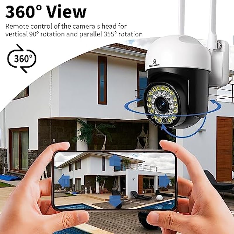 Eaula Videns Security Camera Outdoor,5GWiFi Outdoor Security Cameras PTZ, HD Dome Surveillance Cameras with Motion Detection and Siren , 2-Way Audio,Full Color Night Vision, IP66Waterproof, Free Cloud Storage/Support SD card