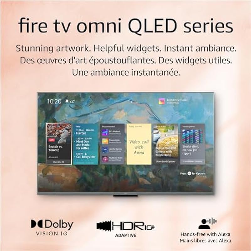 Amazon Fire TV 55″ Omni QLED Series 4K UHD smart TV, Dolby Vision IQ, Local Dimming, Fire TV Ambient Experience, hands-free with Alexa