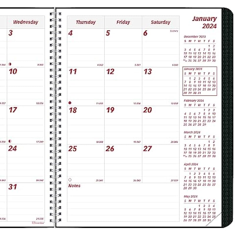 Brownline 2024 DuraFlex Monthly Planner, 14 Months, December 2023 to January 2025, Twin-Wire Binding, 8.875″ x 7.125″, Black (CB1200V.BLK-24)