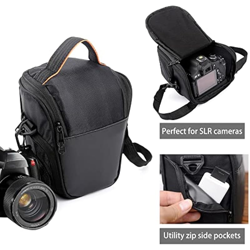 HIUOUIH Camera Bag DSLR Camera Sac Small Mirrorless Waterproof Case Camera Travel with Shoulder Strap for DSLR Digital and Photography Accessories, Black