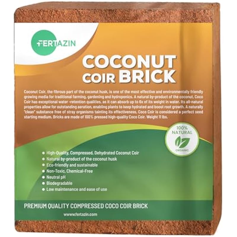 Premium Coco Coir Brick – 10 Pound / 4.5KG Coconut Coir – 100% Organic and Eco-Friendly – OMRI Listed – Natural Compressed Growing Medium – Potting Soil Substrate for Gardens, Seeds and Plants