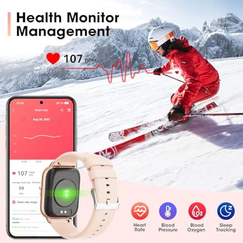 Smart Watch for Women Men with Bluetootht Call,1.85″ DIY Dial Smartwatch Fitness Tracker Watch with Blood Oxygen Sleep Monitor Sports Modes IP68 Waterproof Smart Watches for Women Android Phone iOS