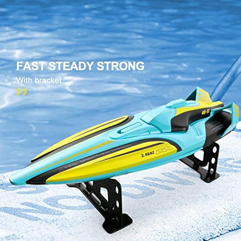 4DRC S1 RC Boat,Remote Control Boat for Kids Adults, 20+ MPH 2.4GHz Racing Boats for Pools and Lakes,4 Channel,Low Battery Alarm,Capsize Recovery,2 Rechargeable Batteries Toys Gifts for Boys Girls