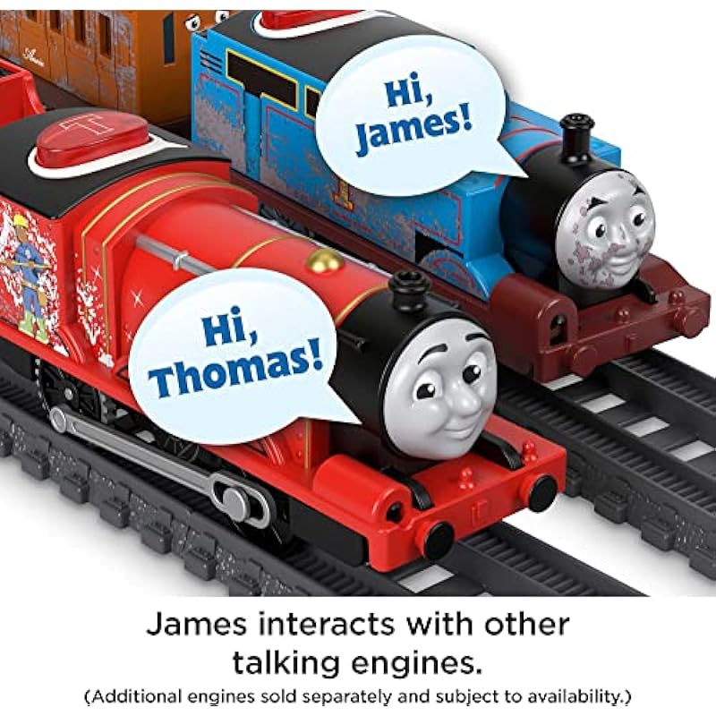 Thomas & Friends Talking James, Battery Powered Motorized Toy Train Engine with Character Sounds and Phrases for Preschool Kids 3 Years and up