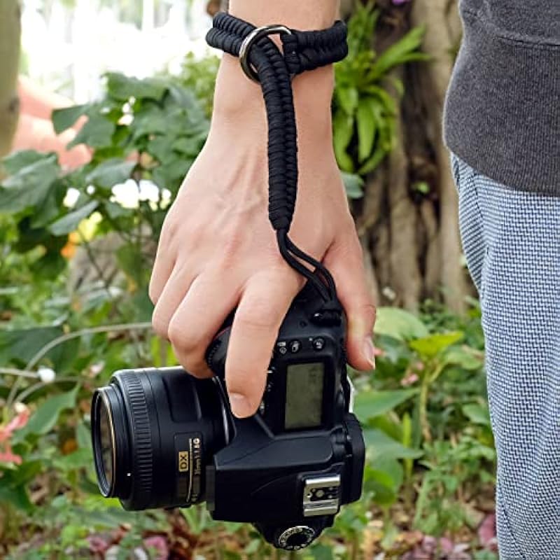 VKO Camera Wrist Strap Adjustable Camera Lanyard Wrist, Compatible with Nikon/Canon/Sony/Panasonic/Fujifilm/Olympus DSLR SLR or Mirrorless Cameras Hand Strap Black