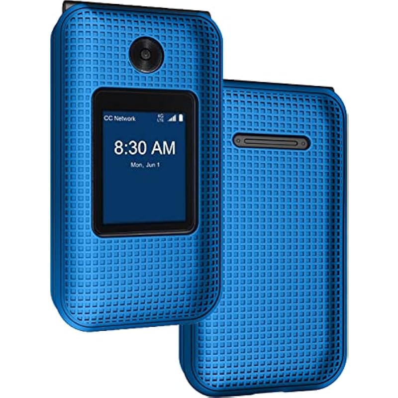 Case for Consumer Cellular Link II, Nakedcellphone [Grid Texture] Slim Hard Shell Protector Cover for Link 2 Flip Phone (Z2335CC) – Cobalt Blue