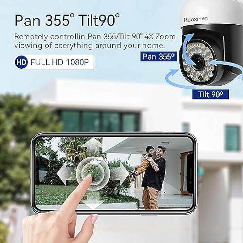 2.4G/5G Outdoor Security Camera Wi-Fi Cameras 2 Pack,360°PTZ Camera Surveillance Exterieur for Home&Pet Security with Phone App/Motion Detection/Color Night Vision/2 Way Audio/Free Cloud Storage