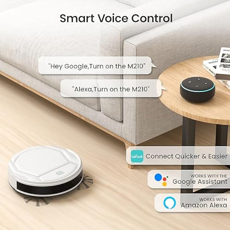 Lefant Robot Vacuums, 2200Pa Strong Suction, 6 Cleaning Modes, Auto Robotic Vacuum Cleaner, Self-Charging, Slim, Quiet, WiFi/App/Alexa Control, Ideal for Pet Hair, Hard Floor, Low Pile Carpet (M210)