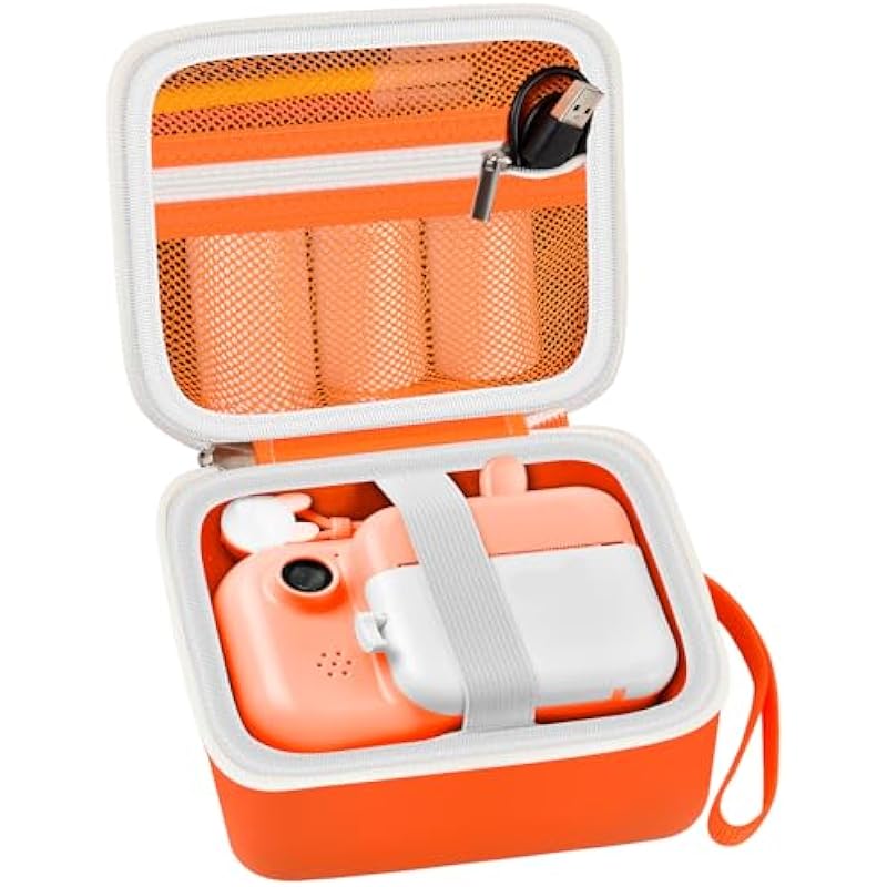 PAIYULE Kid Camera Case Compatible with Instant Camera for Kids Digital Video Cameras Storage Holder Bag for Girls Toddler Camera And Print Paper(Box Only) (Orange)