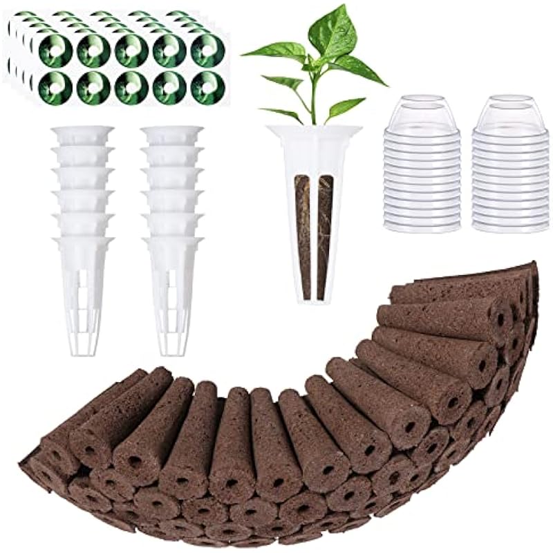 Yoocaa 136pcs Seed Pods Kit for Aerogarden, Hydroponic Grow Anything Kit with 50 Grow Sponges, 12 Grow Baskets, 50 Pod Labels, 24 Domes, Seed Starter Pod Replacement Root Growth Sponges for Idoo, LYKO