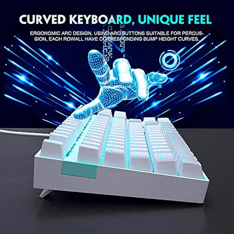 White Mechanical Gaming Keyboard, MageGee MK-Star LED Backlit Keyboard Compact 87 Keys TKL Wired Computer Keyboard with Blue Switches for Windows Laptop Gaming PC