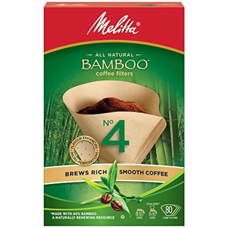 Melitta 625000 Bamboo Super Premium Coffee Filters, Green – 80 Count