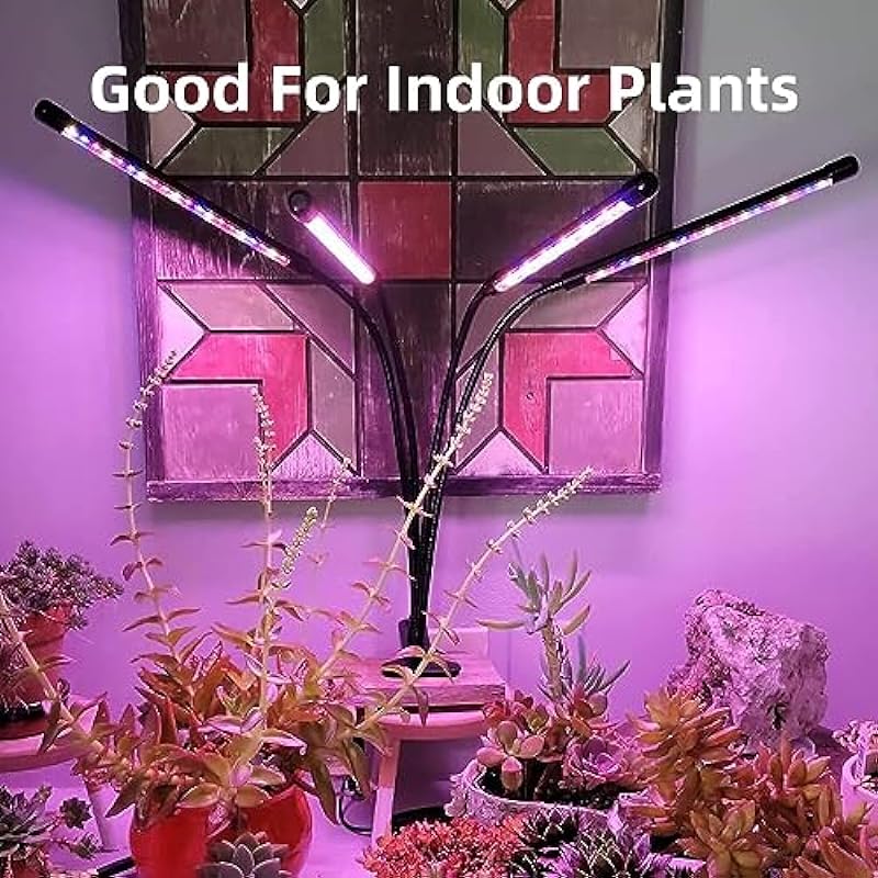 LEOTER Grow Light for Indoor Plants – Upgraded Version 80 LED Lamps with Full Spectrum & Red Blue Spectrum, 3/9/12H Timer, 10 Dimmable Level, Adjustable Gooseneck,3 Switch Modes