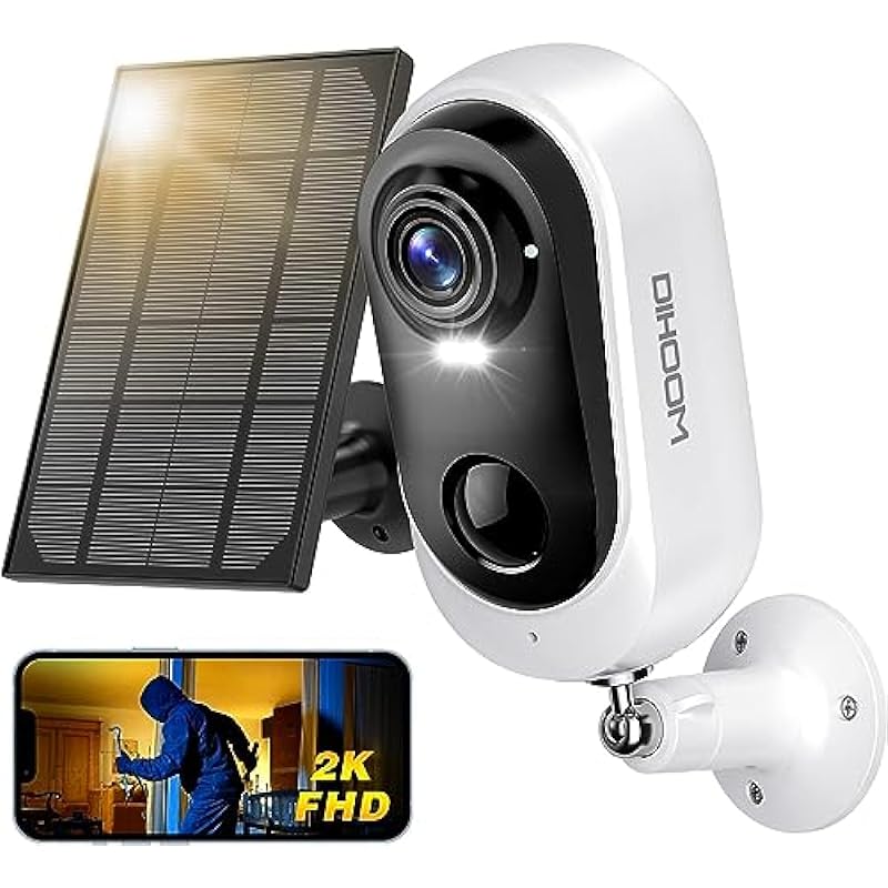 Security Cameras Wireless Outdoor,DIHOOM 3MP Outdoor Security Wirelss Camera with Solar Panel,Rechargeable Battery Powered WiFi Camera 2 Way Audio, Camera Surveillance Exterieur for Home With Motion Detection,Color Night Vision, IP65 Waterproof