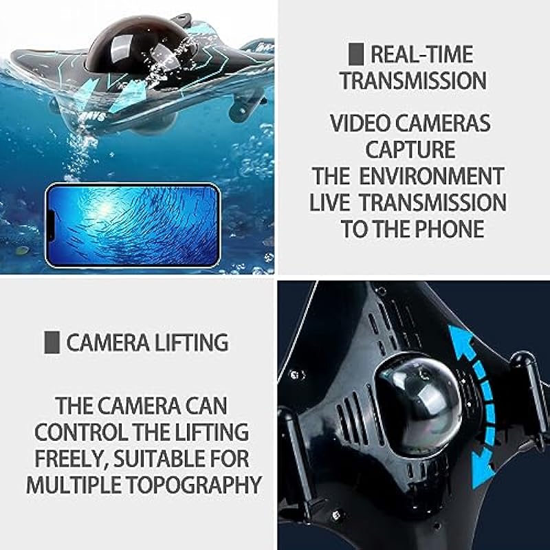 Losbenco RC Camera Boat with iOS & Android App Control, 6 CH Waterproof Remote Control Camera Boat for Pools & Lakes Real-Time Shoot, Water Camera Boat Toys for Kids Age 8+