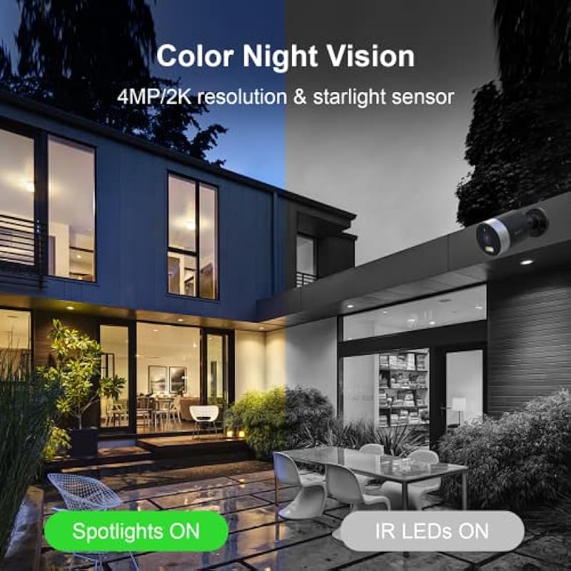 Arenti 4MP Color Night Vision Outdoor Security Camera, 5G&2.4G WiFi Camera Surveillance Exterieur with Spotlight/Siren Alarm, Human/Motion Detection, Alert Zone, Two Way Audio, Work with Alexa