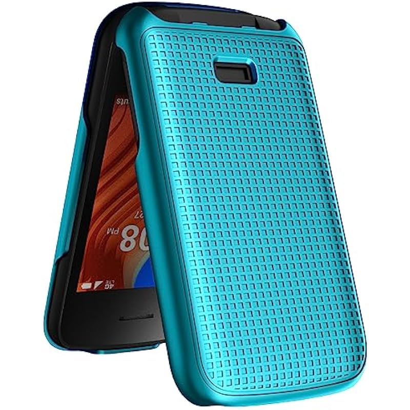 Case for Alcatel TCL Flip 2 Phone (2022), NakedcellPhone [Grid Texture] Slim Hard Shell Protector Cover for T408DL / TFALT408DCP – Teal Mint