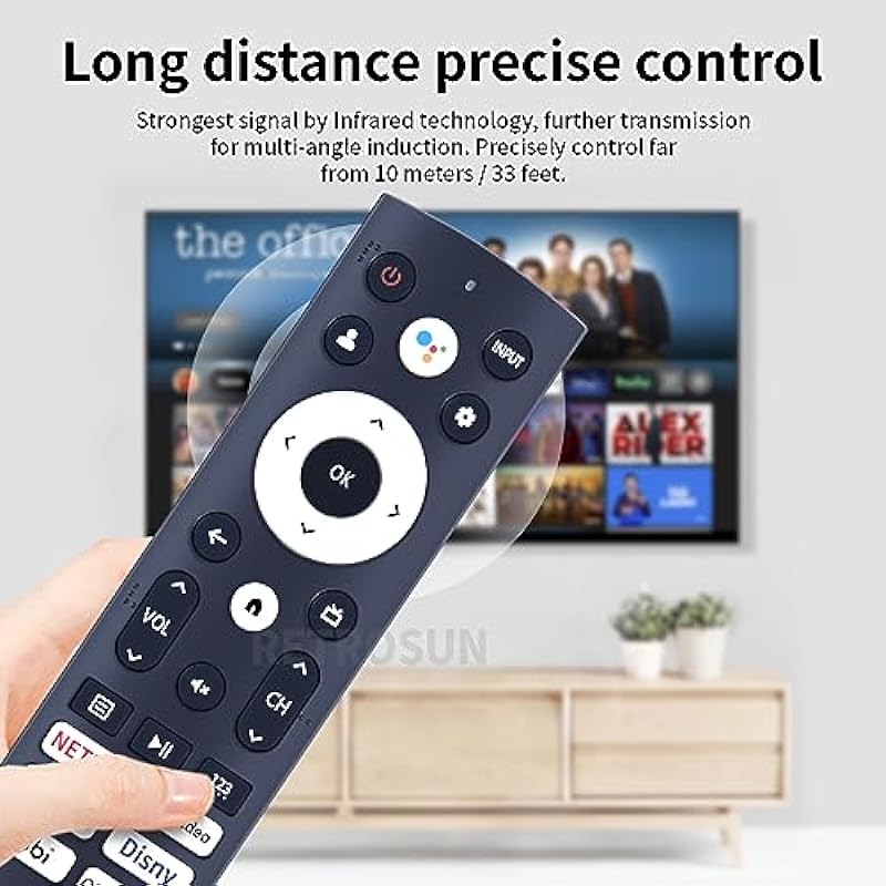 ERF3M90H Replacement Remote Control for Hisense 4K UHD Android Smart TV, Compatible with Hisense TV 43A6H 43A68H 50A6H 50A53FUA 55A6H 55A53FUA 55U8H 65A6H 65A66GUA 75U75H 75A6H 85U7H