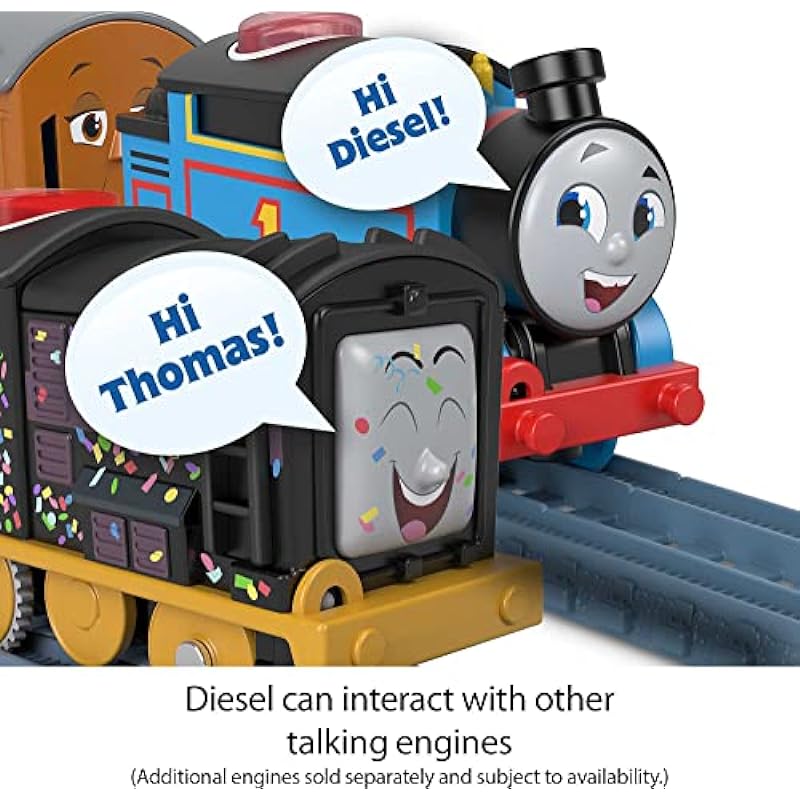 Fisher-Price Thomas and Friends Talking Diesel Toy Train with Sounds & Phrases for Preschool Pretend Play, Battery-Powered Motorized Engine with Tender