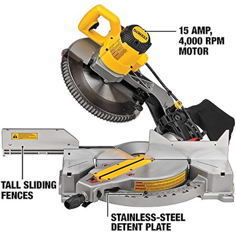 DEWALT 12-Inch Miter Saw, 15-Amp, Single Bevel, Compound (DWS715)