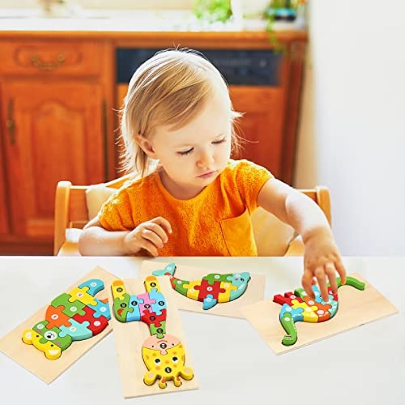 Wooden Puzzles for Toddlers 1-3 | Montessori Toys for Toddlers 2 Years Old | Puzzles for Kids 3-5 | Puzzles for Kids 4-8 Years Old | 4-Pack Toddler Puzzle Toddler Toys