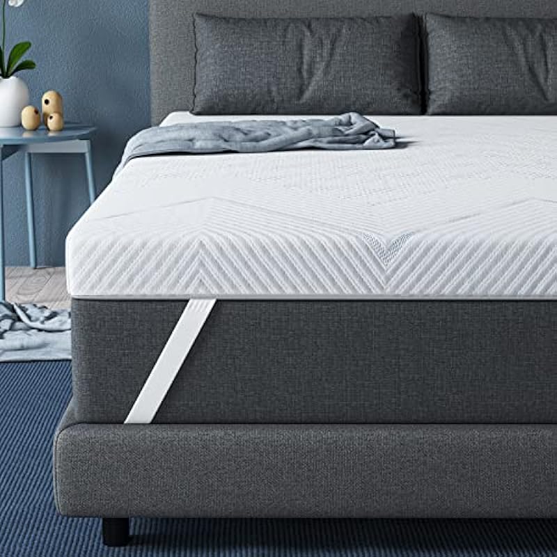 BedStory Memory Foam Mattress Topper Queen, 3 Inch Gel Bamboo Charcoal Infused Cooling Foam Mattress Topper, Medium Firm Surmatelas Queen, Bed Topper Pad for Pressure Relief with Removable Cover