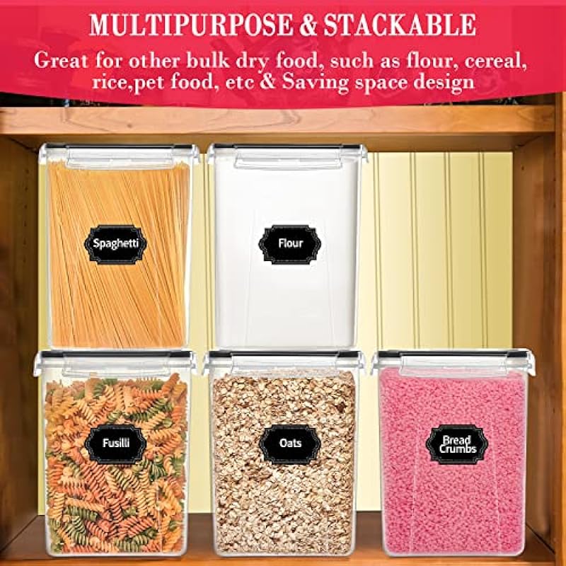 Extra Large Food Storage Containers with Lids-6.5L |220 OZ| 2PCS- CEKEE Large Airtight Plastic Food Canisters for Flour, Sugar, Rice, Cereal & Pasta, Bulk Food Storage for Kitchen Pantry Organization