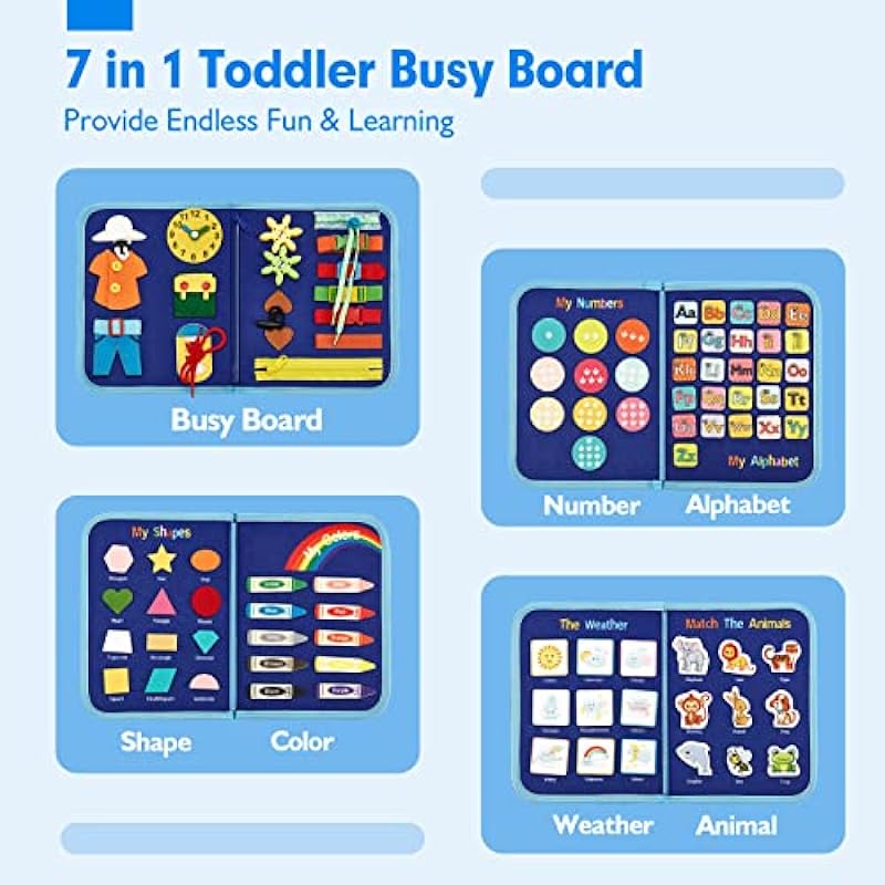 hahaland Toddler Busy Board – Toddler Sensory Montessori Toys for 1 2 3 Year Old Boys Girls, Busy Board for Toddlers 1 2-4 Year Old, Educational Learning Toys Gifts for Boys Girls (Dinosaur)