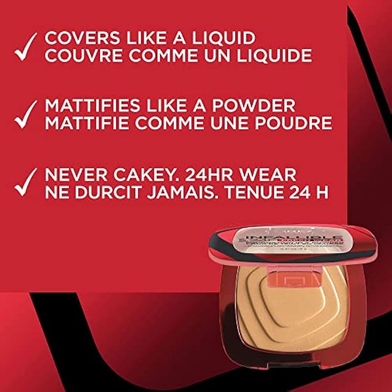 L’Oreal Paris Infallible 24H Fresh Wear In A Powder Foundation, Waterproof Matte Finish, True Beige 130, 1 Count